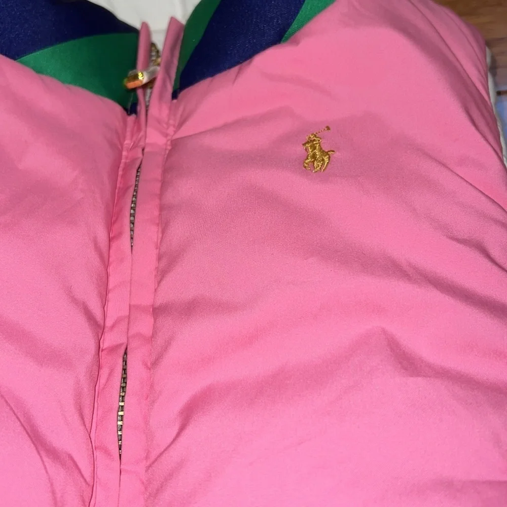 Ralph Lauren girls size 4-5 reversible puffer vest pink/cream NWOT - Picture 2 of 12